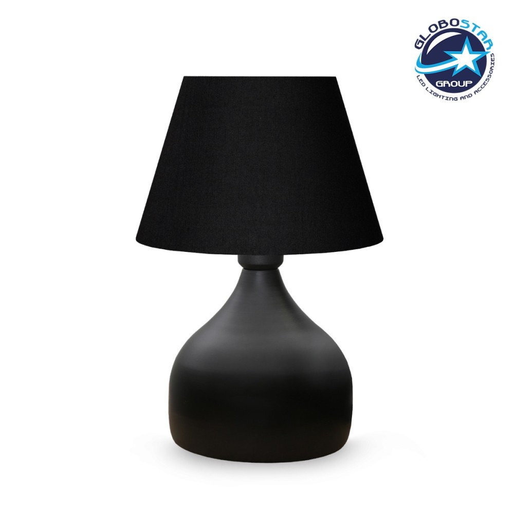 GLOBOSTAR® PYRAMID 204-0058 Μοντέρνο Επιτραπέζιο Φωτιστικό Πορτατίφ με Ντουί 1 x E27 AC 220-240V IP20 - Μαύρο - Μ22 x Π22 x Υ30cm